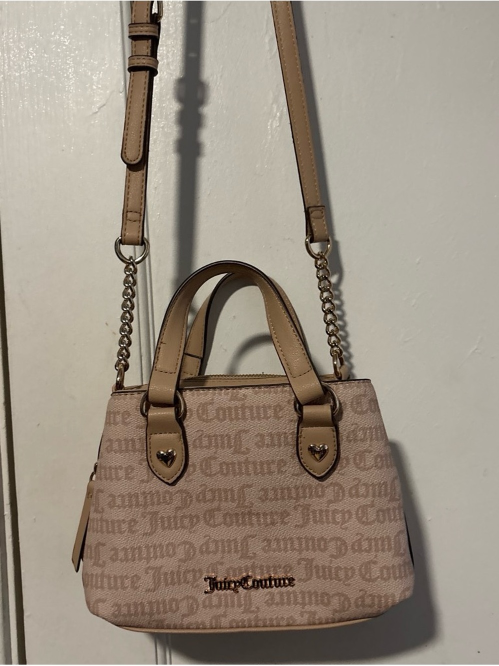 Juicy Couture Beige Logo Mini Satchel with Chain Strap